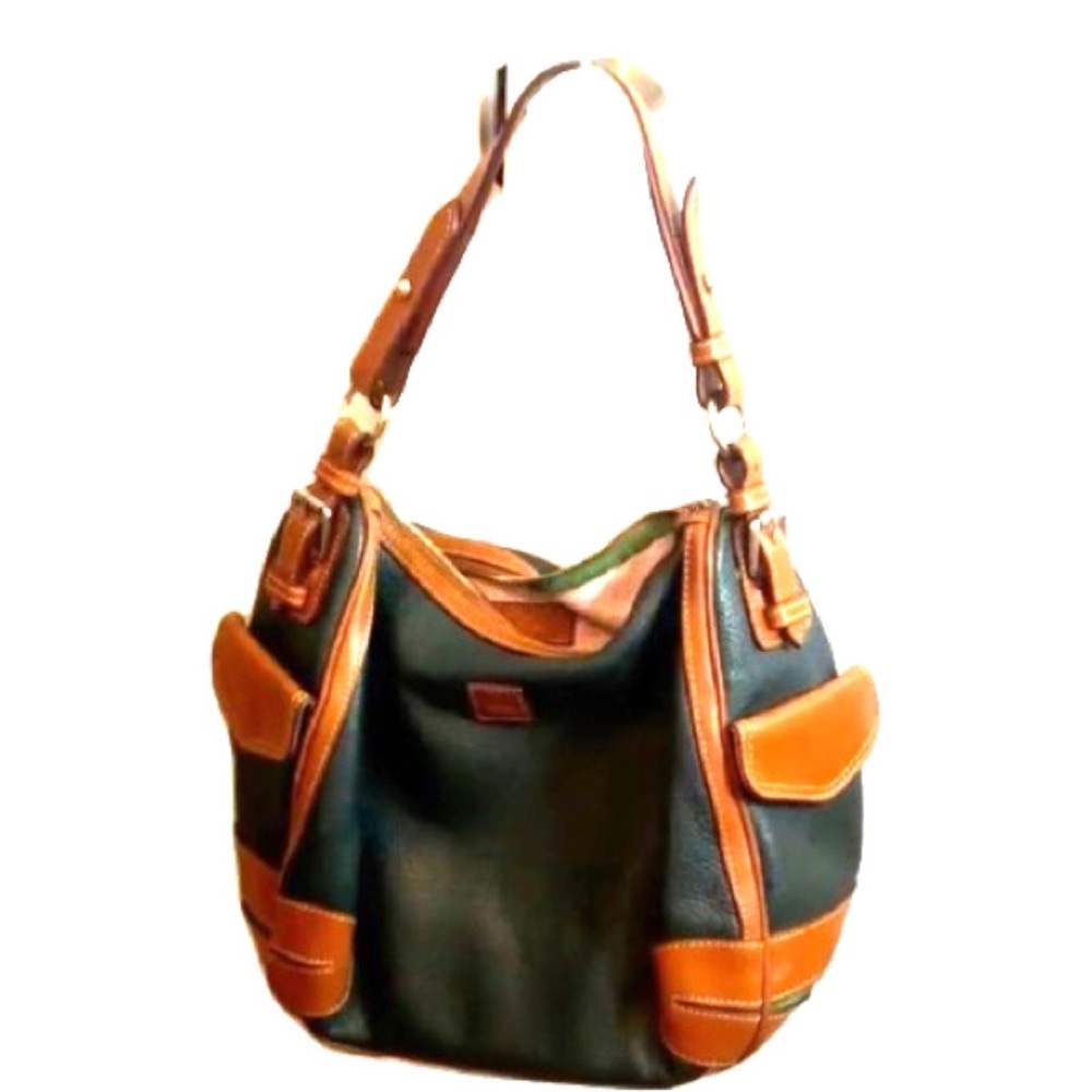 Dooney & Bourke Hunter Green Florentine Side Pocket Hobo Shoulder Bag